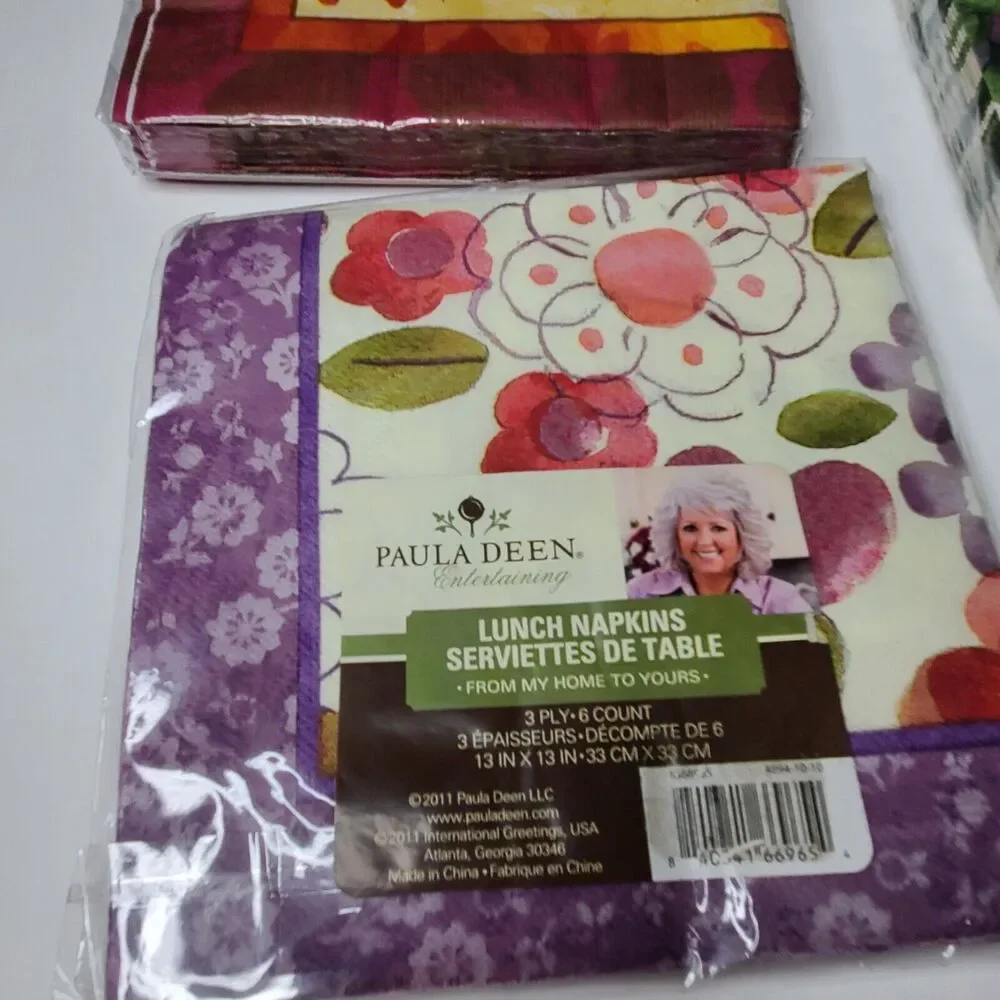 Lot Of 3 New Sealed Napkin Lot Dinner Lunch Napkins Paula Deen, Artstyle, Gibson